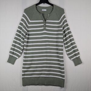 Sonoma Knit Sweater Dress Women's Size Large Olive/white Striped NWT